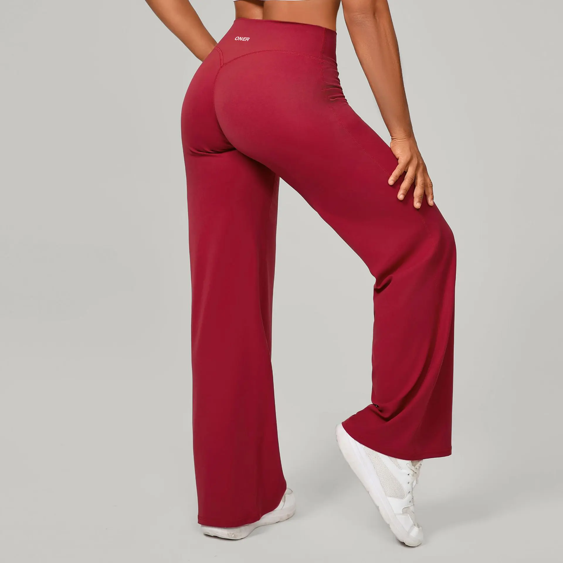 [With Logo] Oner  Fitness Versatile Brushed Straight Leg Pants, Loose Wide-Leg Quick-Dry Hip-Lifting Sports Yoga Pants