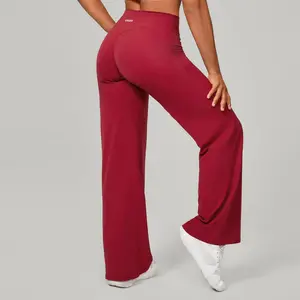 [With Logo] Oner  Fitness Versatile Brushed Straight Leg Pants, Loose Wide-Leg Quick-Dry Hip-Lifting Sports Yoga Pants