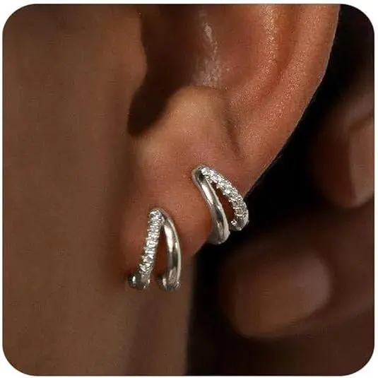 4 # Silver Double layer Ear Buckle