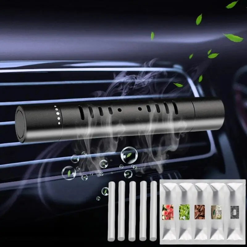 Car Air Outlet Aromatherapy Diffuser, Car Air Freshener with 5 Solid Aromatherapy Refill Core Set, Automotive Interior Accessories for Remove Odors