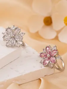 Elegant Zircon Flower Ring for Women, Fashion Rings, Fashionable Simple Design, Perfect Daily Wear & Party Gift, Trendy Accessory