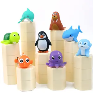 [Mold Free Baby Bath Toys ] 8pcs No Hole Sea Animal Bathtub Shower Toys | Easy-Grip Baby & Toddler Bath Toy Set | Baby Mold-Resistant Pool Toys | Soft, Squeezable & Float on Water | Hygienic Toys | Nontoxic Toys