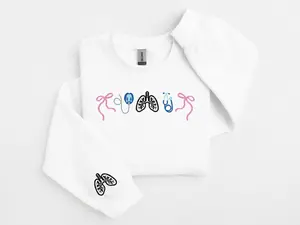 Embroidered Respiratory Therapist Sweatshirt, Respiratory Sweatshirt Embroidered Pulmonologist Crewneck Gift Student, Trendy Crewneck Shirt