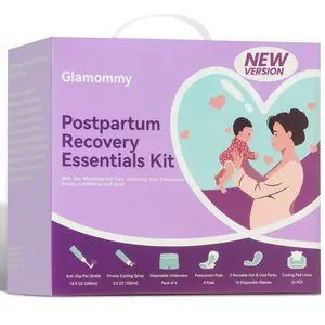 Glamommy Postpartum Recovery Kit – Labor & Delivery Essentials for Women with Peri Bottle, Cooling Spray, Disposable Underwear, Pads, Hot & Cold Packs, and Soothing Liners