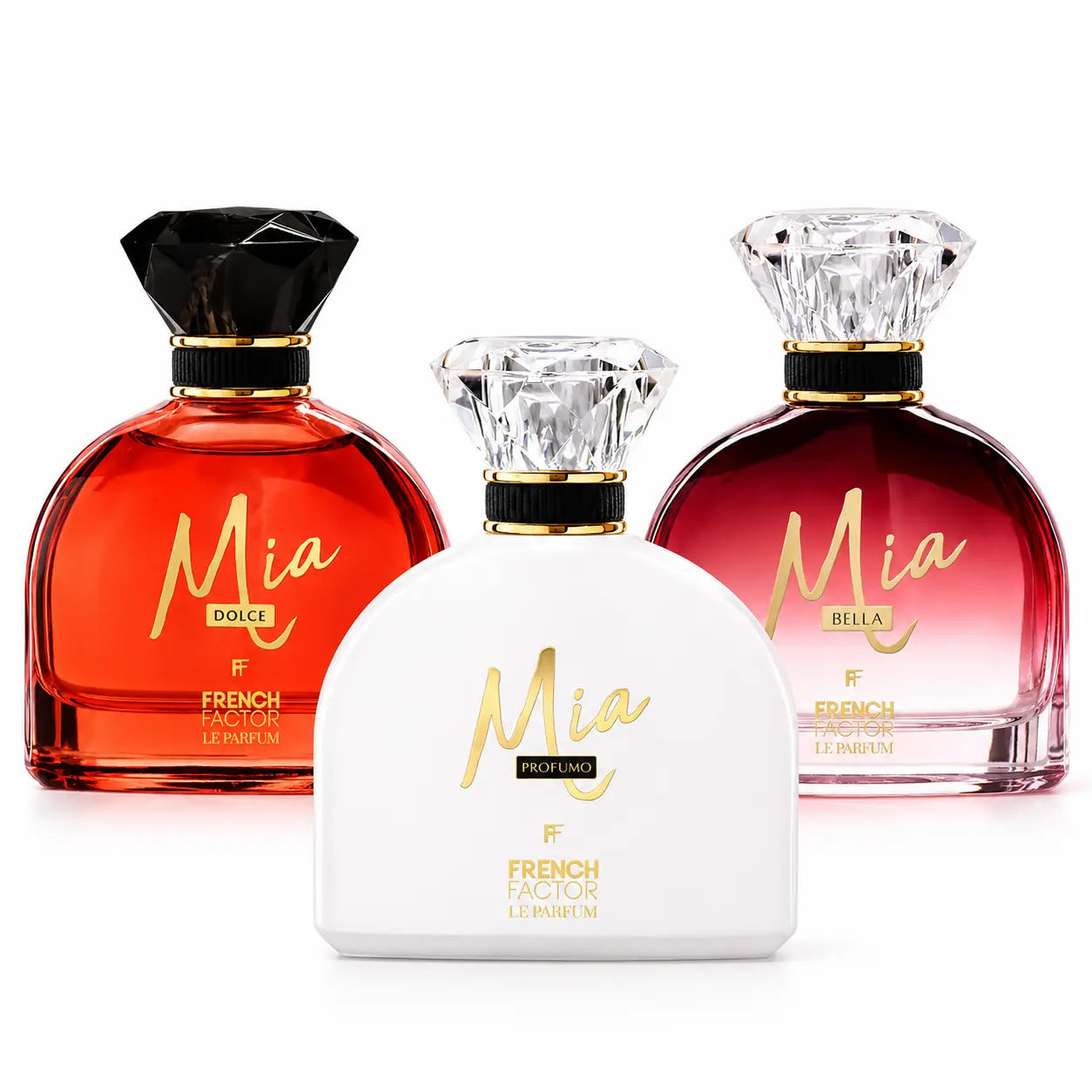 3 Bottle Perfume French Factor Mia Profumo, Dolce, & Bella Women's Perfume, EDP | 3.4 Fl.oz each Bottle
