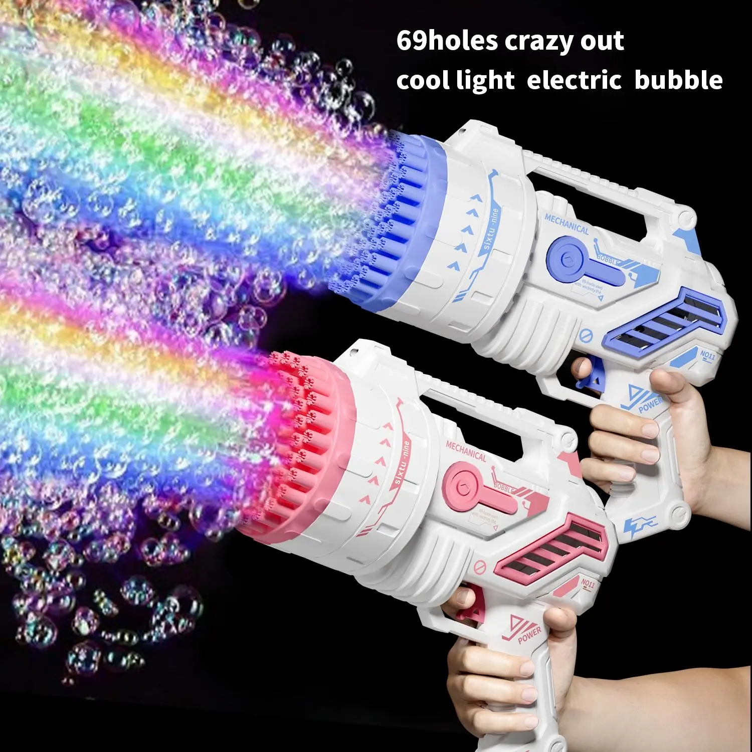 2026 The latest 69 hole Bubble Machine - Children's colored light bubble machine, outdoor and party toys, the best gift for children! Stress-relieving toys