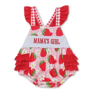 Strawberry Embroidery MAMA'S Girls OnePieces for Girls