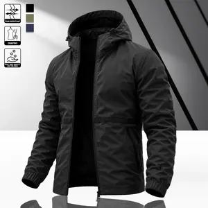Men’s minimalist black windproof jacket with subtle “LOS ANGELES” details, durable construction, clean stitching, suitable for everyday commuting, weekend errands, and refined casual looks.
