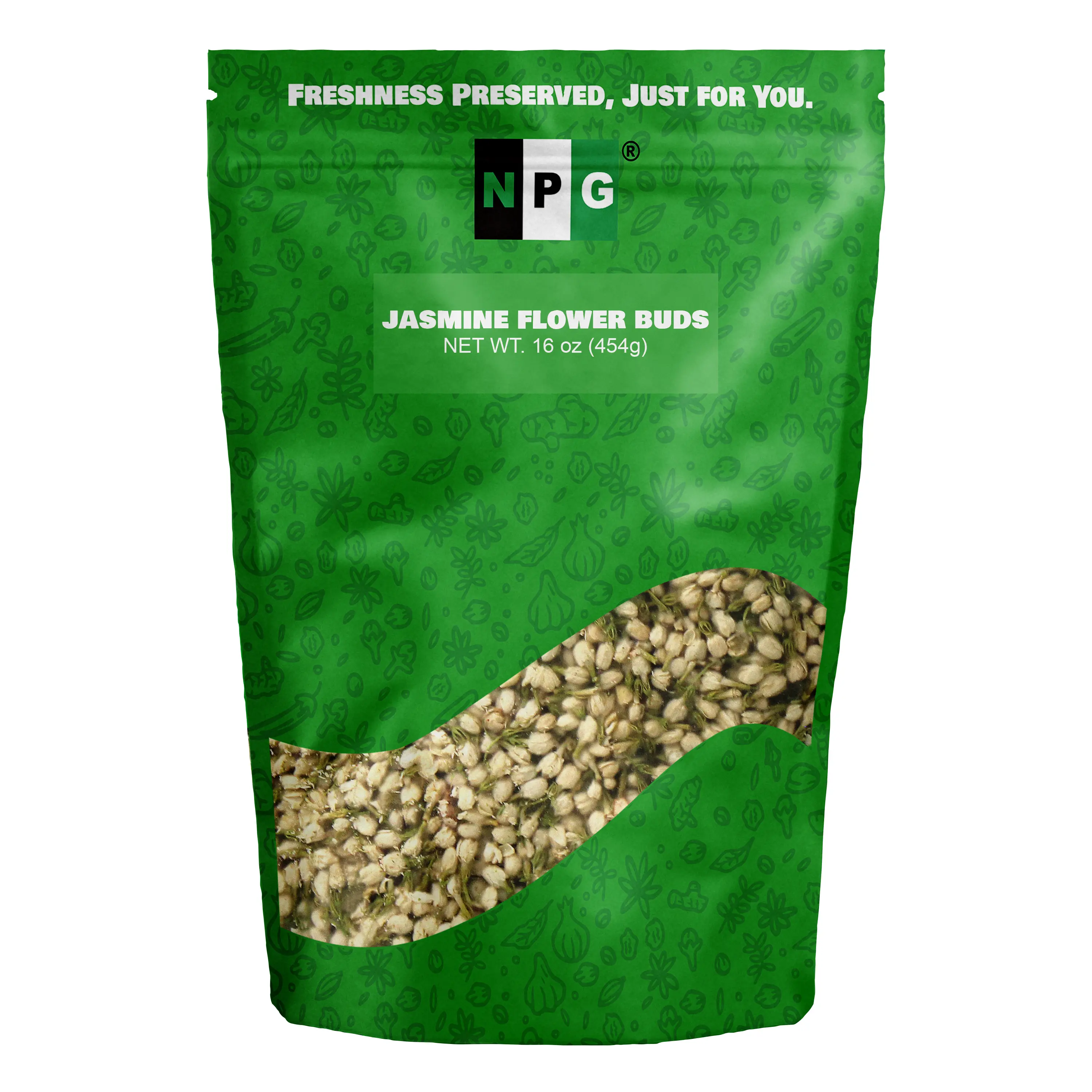 NPG Dried Jasmine Flowers Tea 16oz, Whole Buds, Natural Herbal Aromatic for Tea Blending, Relaxation, Potpourri, Crafting, loose leaf tea