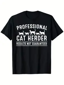 Funny Cat Herder Gift For Crazy Animal Kitty Lover Men Women T-Shirt, Suitable for Mens & Womens Outdoor T-Shirt, 100%, S-XXXLHot selling items, Gift, Fashionable, Unisex, Vintage, Soft, Breathable, Casual - Crew Neck