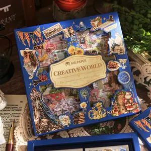 100 sheets/box, Vintage stickers, non-repeating patterns, PET, scrapbook, diary, photo album, DIY decorative collage material