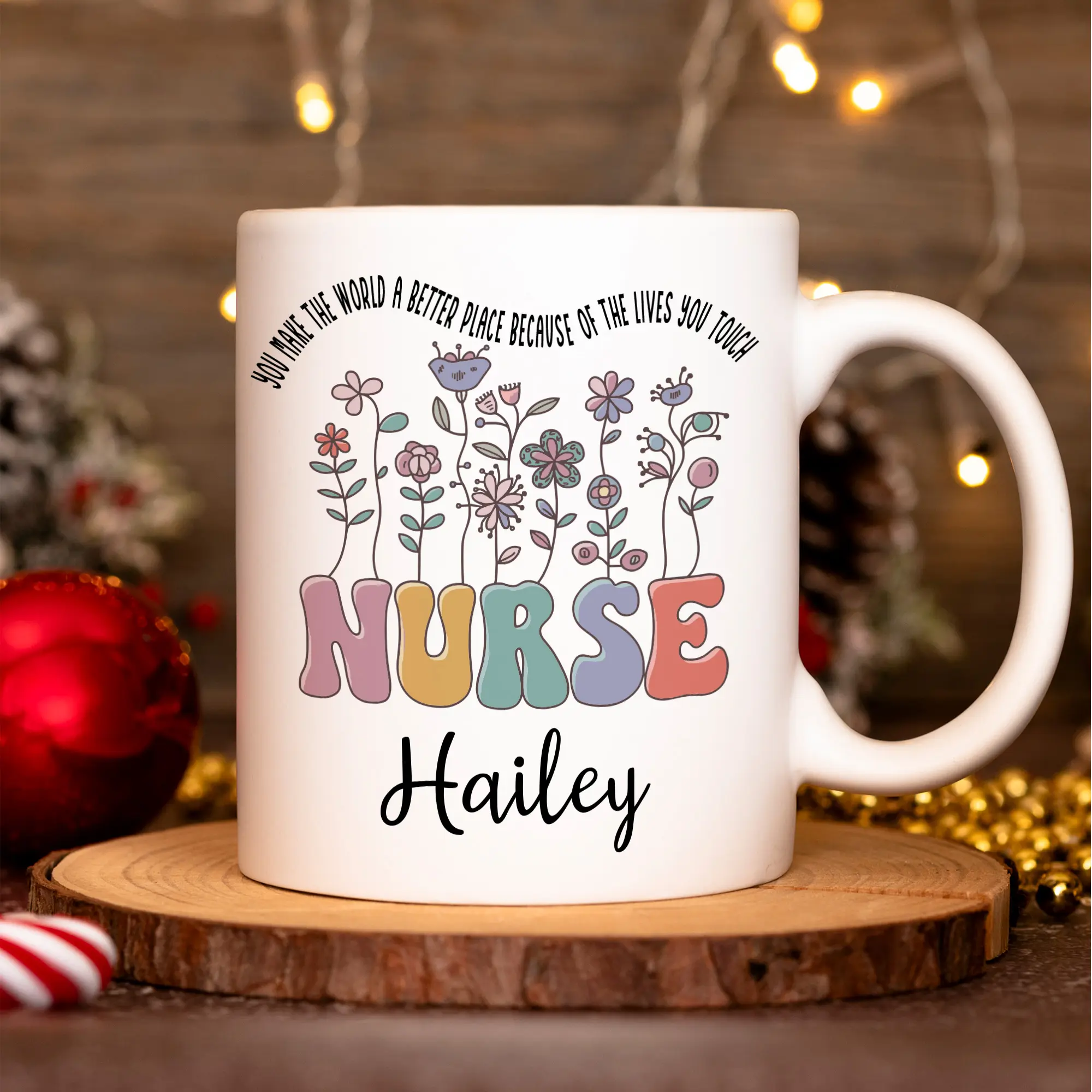 Custom Floral Nurse Mug with Name, Personalized Gift for Nurses, Custom Name Mug, Coffee Mug, Custom Gift for Women in Medicine, Tea Mug, Gift for Nurse, Floral Mug, Personalized Gifts, Custom Mug, Nurse Mug,