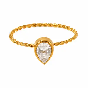 18K Tear Drop Ring