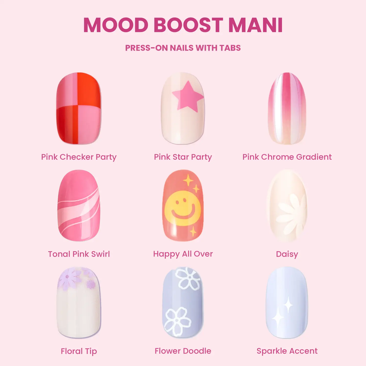 Dopamine Decor Inspired Press-on Nails, Olive & June Mood Boost Mani Nail Art Accessories for Beauty & Personal Care