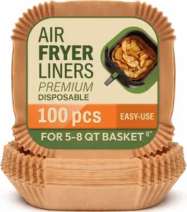 100-1000 pcs Air Fryer Liners, Disposable Airfryer Paper Liners – Non-Stick and Oil Proof for Easy Cleanup, Great for Oven, Pans & Baking – 8” Square for 5-8 qt Basket