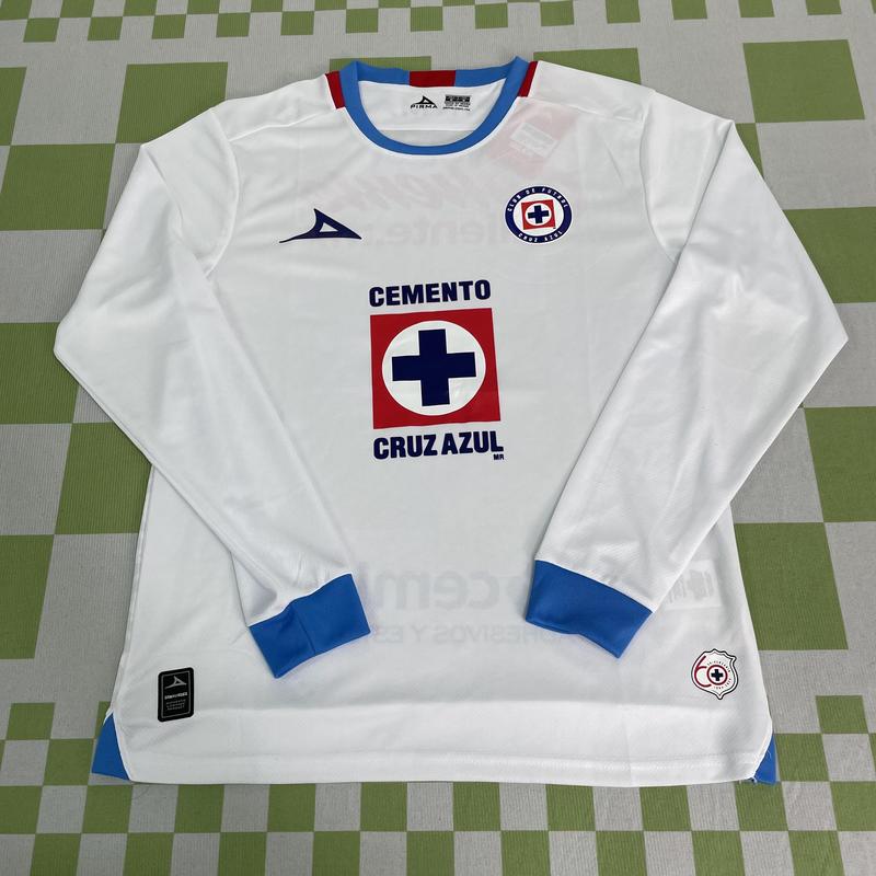 24 25 MEXICO LIGA MX CRUZ AZUL Away Long Sleeve Soccer Jersey Quick Dry Fan Edition