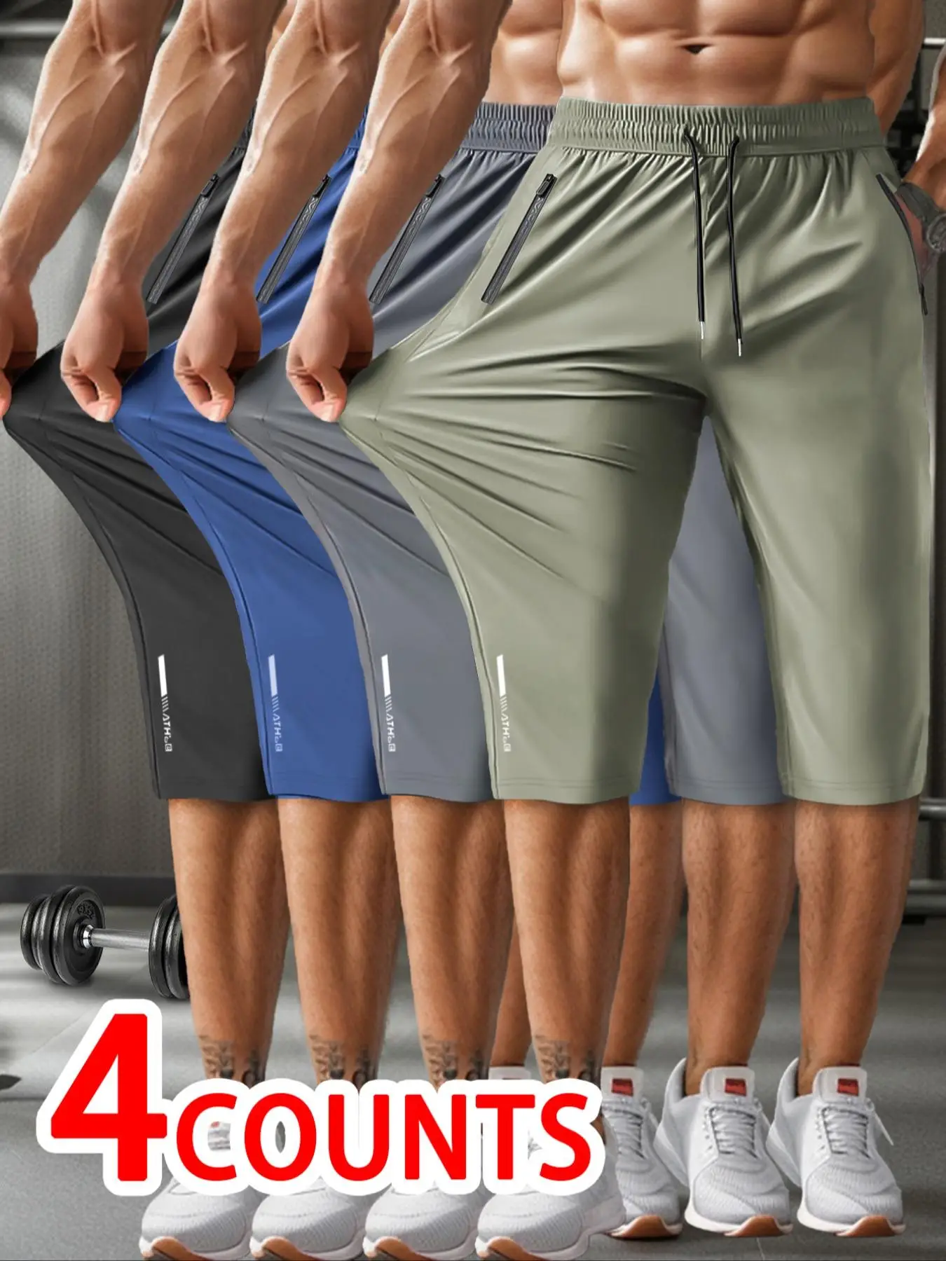 Men's Solid Drawstring Waist Capris Pants, Casual Regular Fit Pocket Track Capris Pants for Summer, Men's Bottoms for Daily Wear, Shorts for Men, Shor