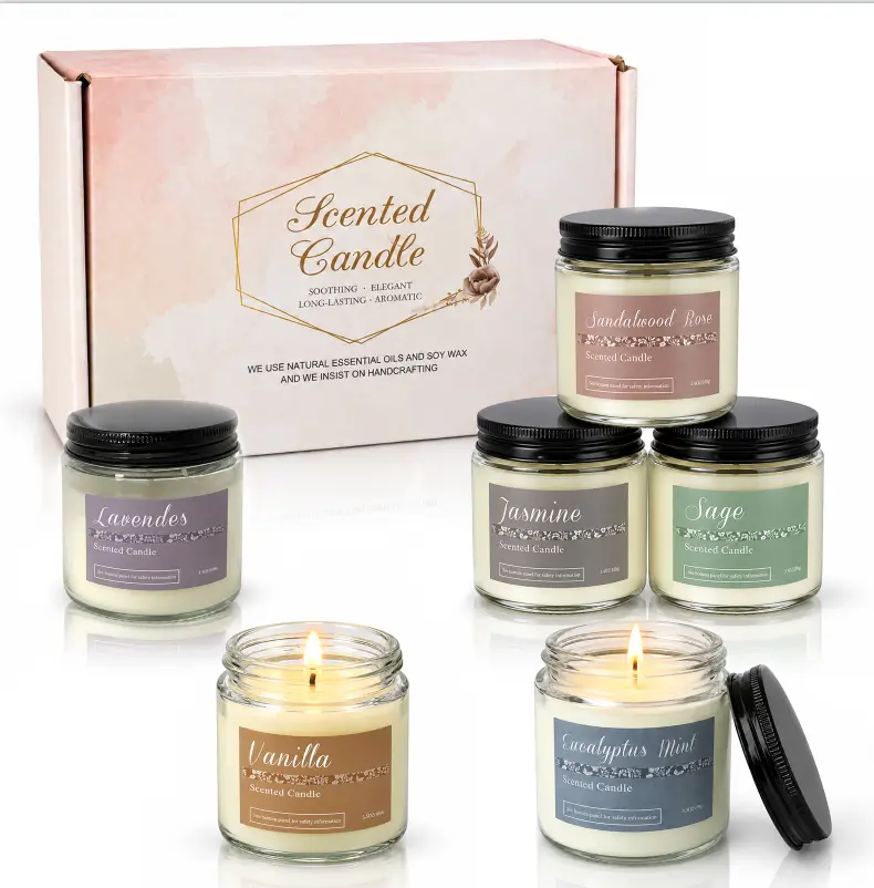 SmartWell Scented Candle Gift Set 6 Pack Soy Wax Glass Jar Candles With Lids And 6 Fragrances For Women Birthday Christmas Mothers Day Gifts And Cozy Home Decor