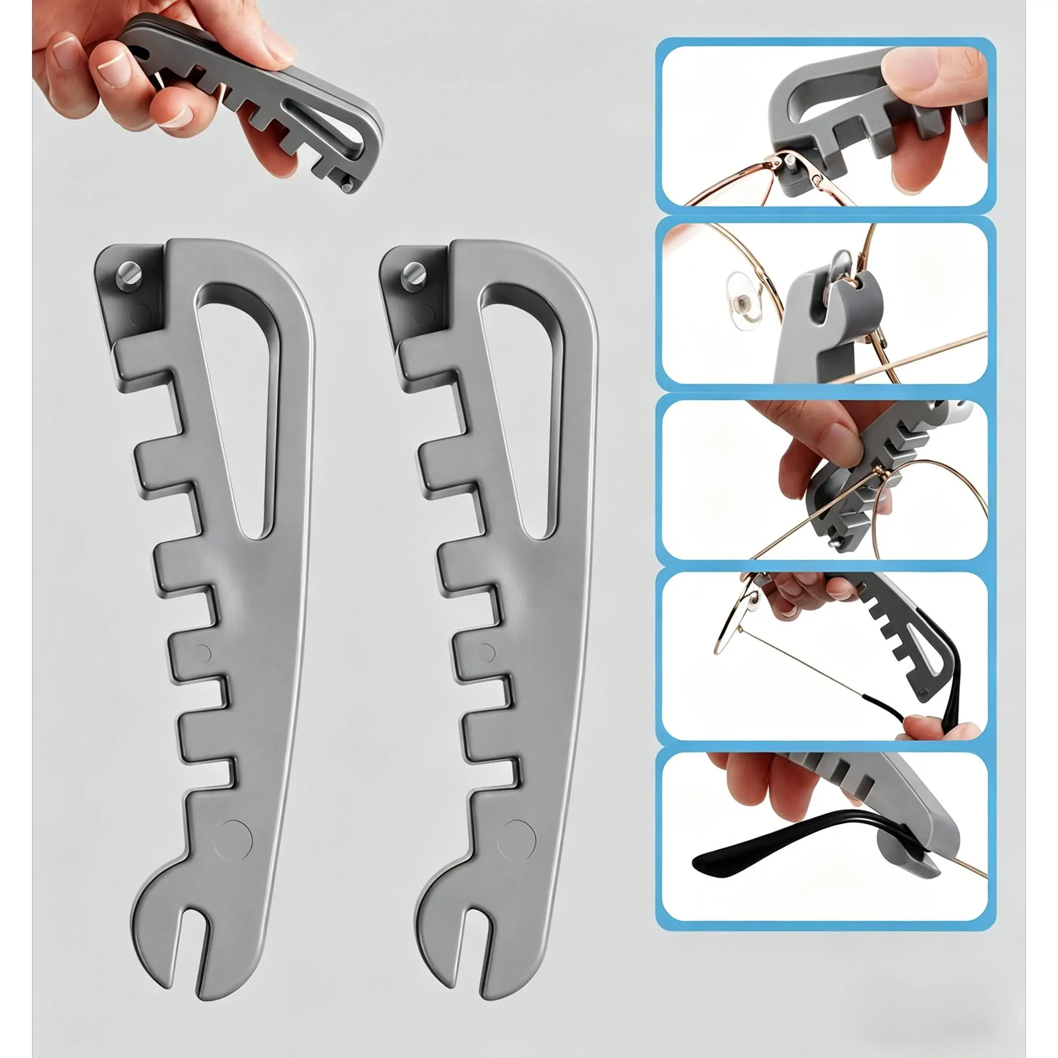 2PC Portable Multi-Function Eyeglass Tool Kit - DIY Metal Frame Bending, Temple Arms Shaping, Nose Pad Repair, Alignment & Tightening Accessory for Eyeglass Frame Adjustment