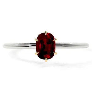 Petite Two Tone Rectangle Cushion Ruby Solitaire Ring (1.60cts.)- RRB081-8X6-AAA