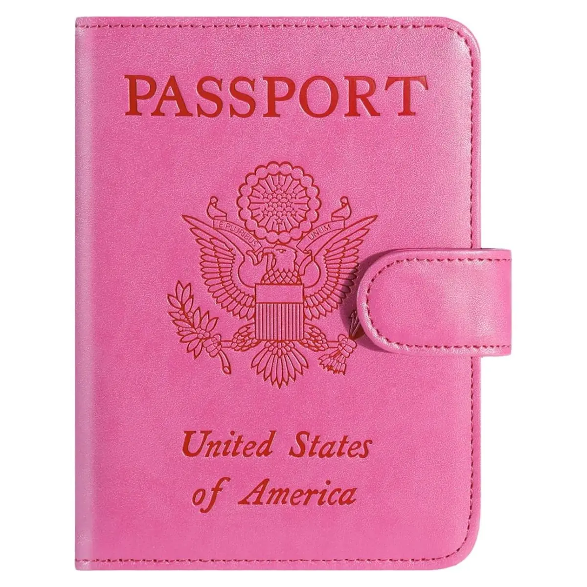 RFID Blocking Passport Holder – Leather Travel Wallet with Card Slots for Women & Men (Pink)