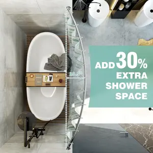 Curved Shower Curtain Rod, Adjustable 40-72 inches Extra Wide Curved Shower Rods for Bathroom, Rust proof Shower Rod, Premium Stainless Steel Curved Curtain Rod for Shower, Bathtub, Silver