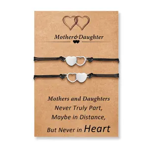 Orphic Mother Daughter Bracelets Set,Wish Matching Heart Bracelets for Mom and Daughter,Mother's Day Gifts for Mom Daughters