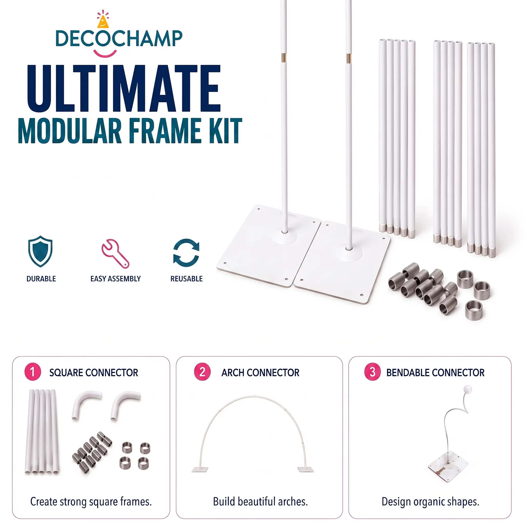 Decochamp Ultimate All-in-1 Modular Outdoor Frame Kit for Home, Festive & Party Balloon Decorations