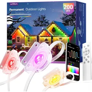 200FT Permanent Outdoor Lights, RGB+IC Smart LED Outdoor Lights for House, App & Remote Control, DIY Scene Mode, IP67 Waterproof Christmas Light, Holiday, Party, Halloween Decorations