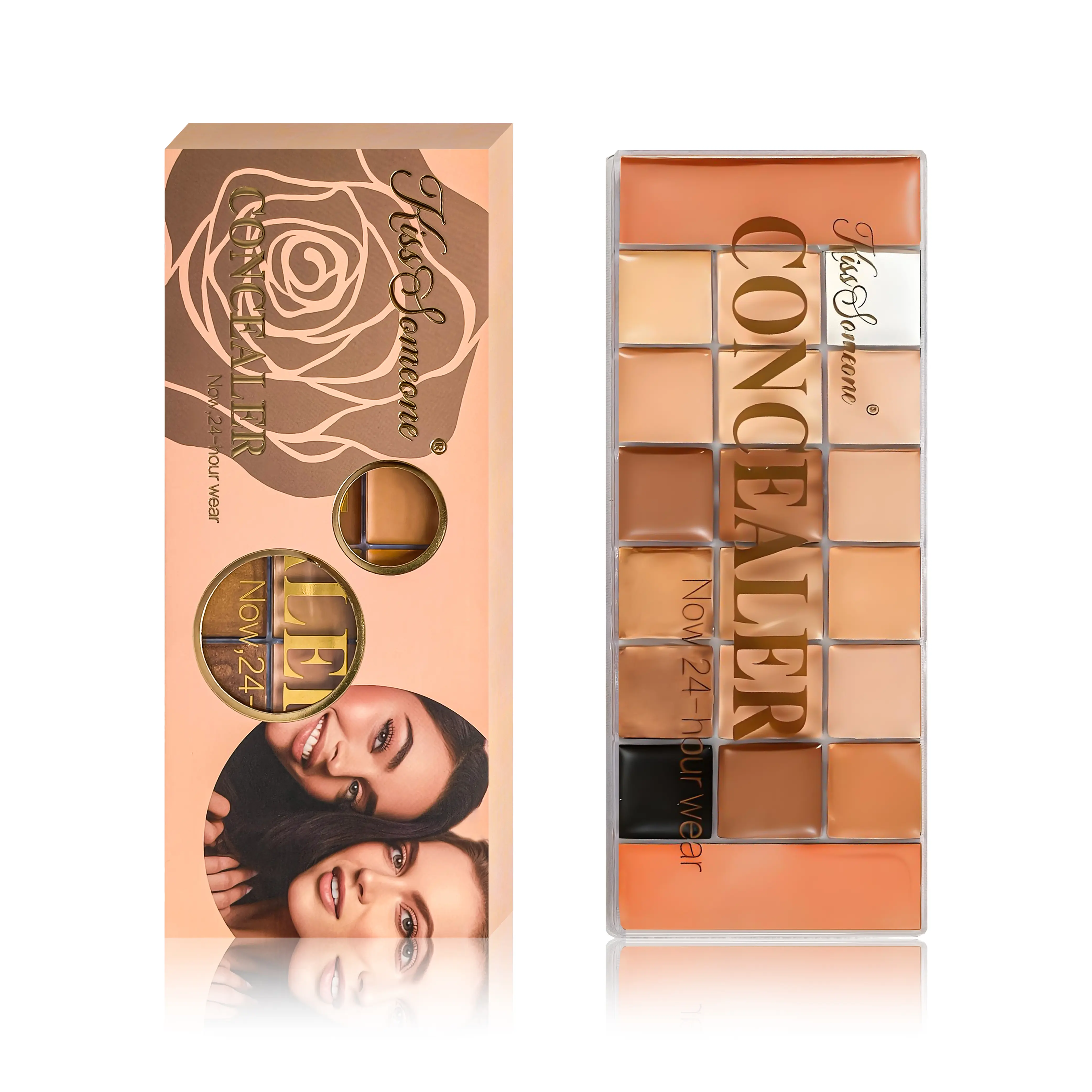 KissSomeone 20-Color Full Coverage Concealer Palette Waterproof Buildable for Deep Skin Tones Flawless Long Lasting Finish