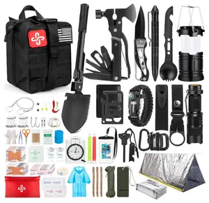 Survival Kit, 250Pcs Survival Gear First Aid Kit with Molle System Compatible Bag and Emergency Tent, Emergency Kit for Earthquake, Outdoor Adventure, Hiking, Hunting, Gifts for Men Women