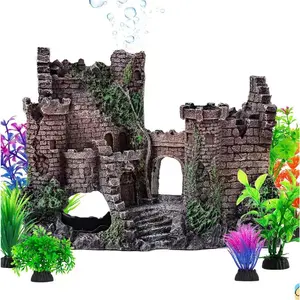 Aquarium Decor Castle Fish  Bubbler Set Aquarium  for Aquatic Pets to Breed Play and Rest Fish Decorations for