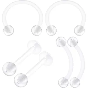 6 count Bioplastic Clear Monroe  Retainer 16 Gauge 3/8 10mm Ball Medusa Lobe Earrings Cartilage  2500