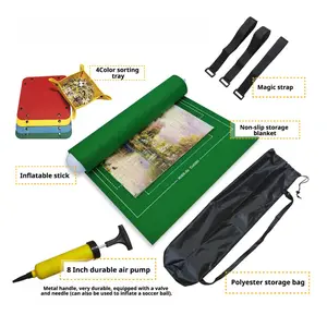Puzzle Roll Up Mat for 2000 Pieces, Anti-Lost Non-Slip Storage Pad with Sorting Trays, Travel Friendly Jigsaw Puzzle Organizer Kit