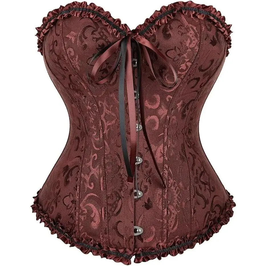 Corset Top Bustier Lingerie for Women Zipper Front Flower Sexy
