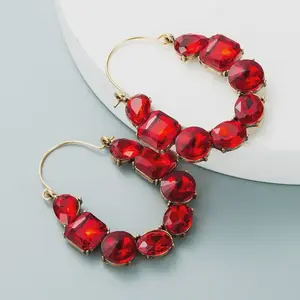 Fiery Red  Rhinestone Earrings