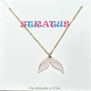 Pale Pink Mermaid Tail 18 Inch Chain Necklace