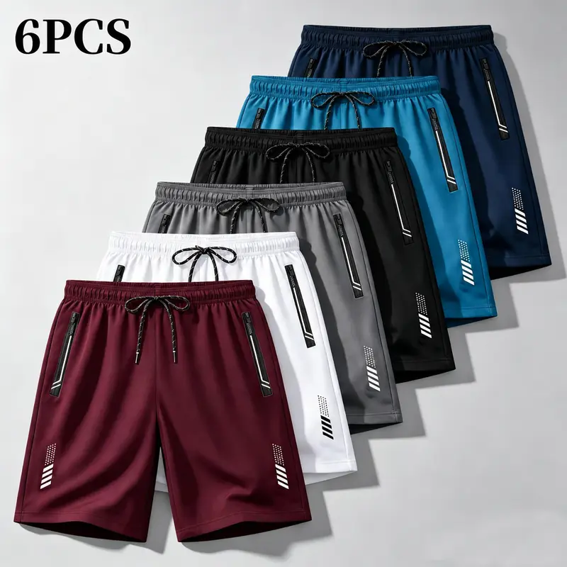 Summer men’s lightweight breathable quick-dry beach shorts - men’s drawstring shorts with zippered pockets, breathable everyday men’s shorts