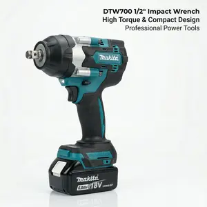 Makita 700  Impact Wrench 430W With 1/2" Square Drive For M10-M24 Bolts High Torque Cordless Drill Household Tool Set M18 Lithium Replacement Battery Pack High-Torque brushless Kit Nailer Corded Circular Saw Guide Hammer Rotary Bit Router Miter