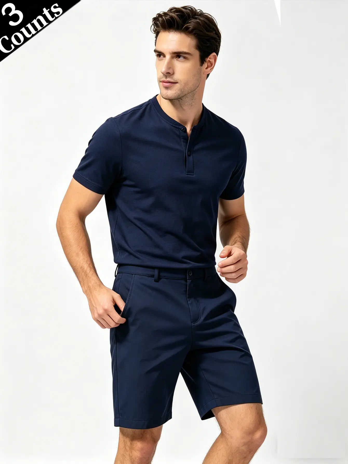 Men’s all-season shorts: high stretch, waterproof, stain-resistant, quick-drying ice silk; lightweight and breathable for summer; mid-rise straight cut, knee-length/breech length; 3D cutting with hidden side pockets; suitable for outdoor work and vacation