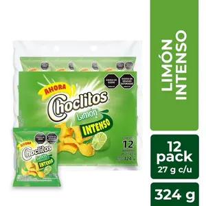 Frito Lay Choclitos Value Pack - 12 Paquetes de 27 g c/u - Lime Flavored Crunchy Corn Chips - Snack with Crunchy Texture - Crispy crispy snack papitas