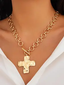 Vintage Cross Pendant Necklace for Women & Girls, Fashion Jewelry Accessories for Party, Daily Clothing Decor, Trendy All-match & Exquisite Jewelry for Birthday Gift