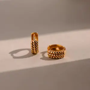 Beaded Chunky Hoops by Caitlyn Minimalist - Statement Bead Hoop Earrings - Unique Stacking Earrings - Gift for Her