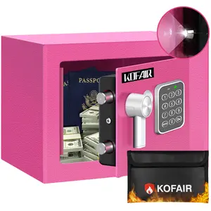 KOFAIR Lock Your Valuables Safe Box 0.23 Cubic Feet Portable Digital Safe Box with LED Light, Fireproof & Theft-Proof for Home, Office & Travel business hotel steel