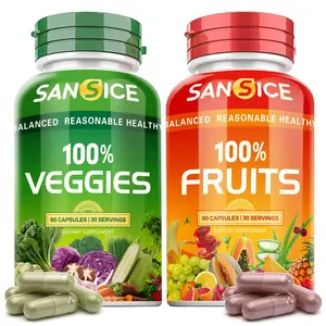 SANSICE 26-in-1 Fruit & Veggie Capsules for Picky Eaters - 90 Capsules per Bottle, 30 Servings, Easy Plant-Based Vitamins for Kids & Adults, Natural Blend for Daily Nutrition, Apple Flavor, 100% Natural, Boosts Immunity & Energy - Healthcare