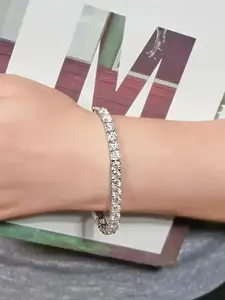 Unisex Hip Hop Titanium Steel Tennis Bracelet, Non-Fading Single Row Zirconia Studs, Trendy Fashion Accessory for Men and Women, Exquisite Bracelet