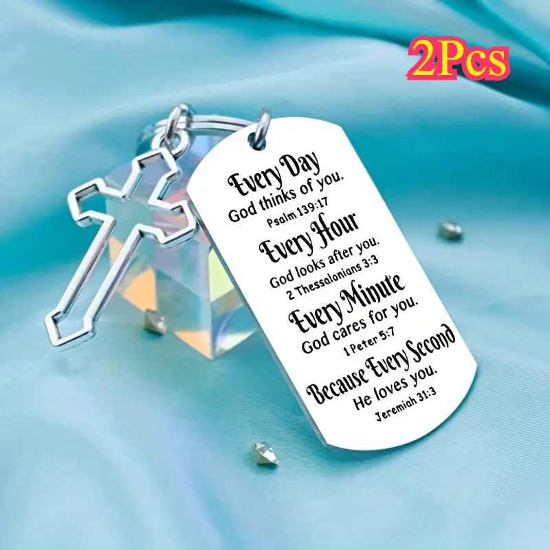 2Pcs Christian Gifts For Men, Bible Keychain Religious Gifts For Men Friends, Catholic Bible Gifts For Easter Birthday Christmas Thanksgiving Day Gifts Bible Accessories For Men