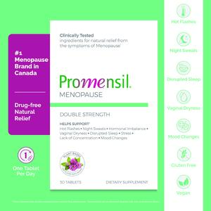 Promensil Menopause Double Strength Tablets for Hot Flashes Night Sweats Hormonal Balance Support with Edible Red Clover Isoflavones 30 Tablets Natural Relief Vitamin Dietary Fitness Supplement Healthcare