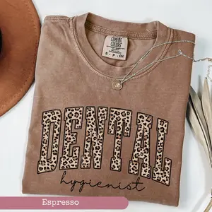 Comfort Colors Dental Hygienist Leopard Shirt, Dental Hygienist Shirt, Rdh Gift, Gift For Hygienist, Dental Hygienists Casual Graphic Short Sleeve T-Shirt