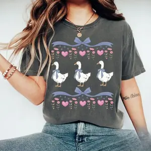 Comfort Colors Colorful Vintage Original 1980s Blue Ribbon Goose Shirt, Retro Goose With Hearts Tshirt, Funny Retro Shirt, Graphic Tee Top Womenswear
